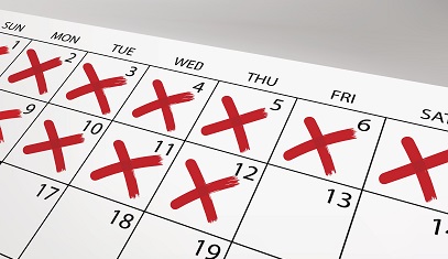 Calendar with days crossed off.