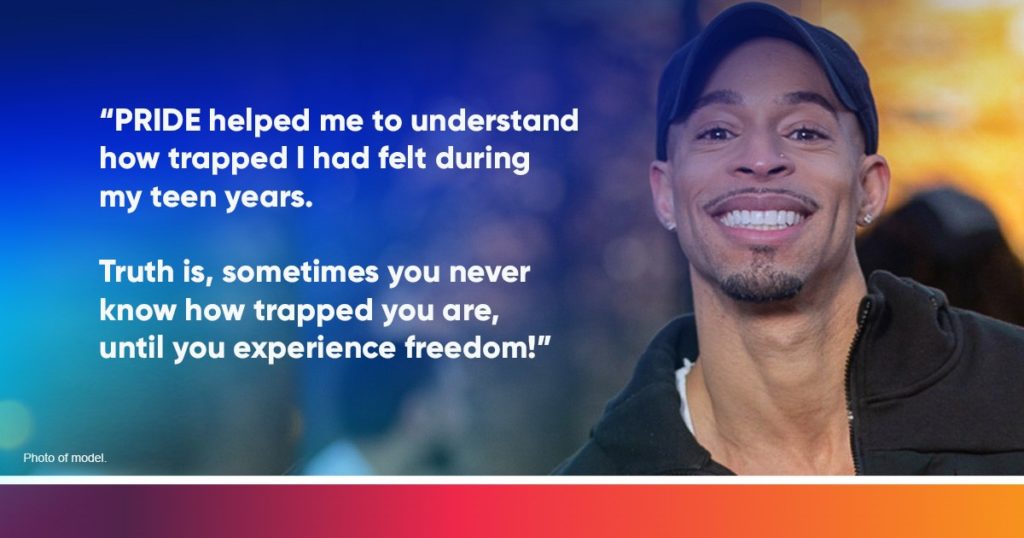 Photo of Kalvin Levielle with a quote about pride.